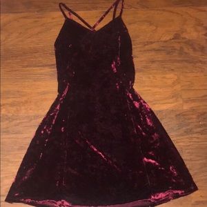 Wine color velvet dress